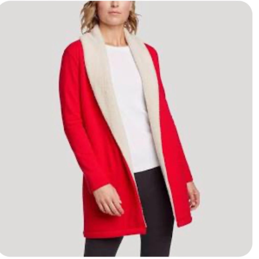 Eddie Bauer Sherpa shearling Lined cardigan size M